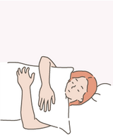 Young woman sleeps in different positions